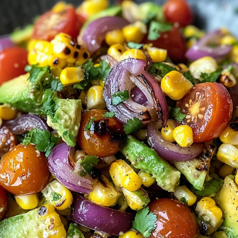 Charred Corn Avocado Salad with Roasted Red Onions