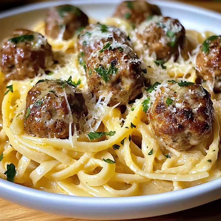 Garlic Butter Meatballs : Creamy Linguine Delight