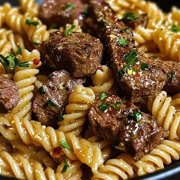 One-Pot Creamy Spicy Garlic Butter Steak & Pasta