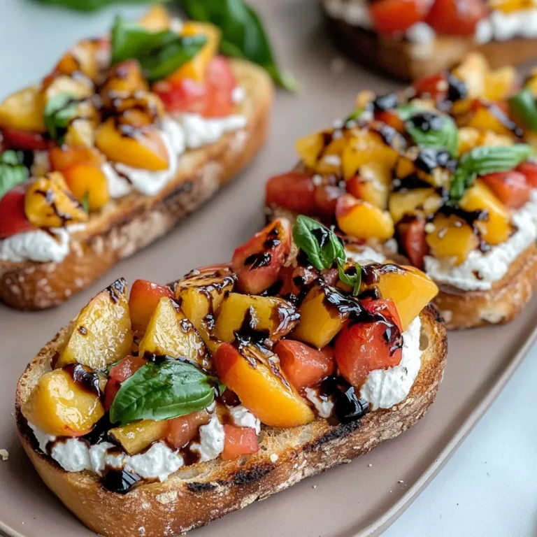 Quick Peach Bruschetta with Whipped Ricotta