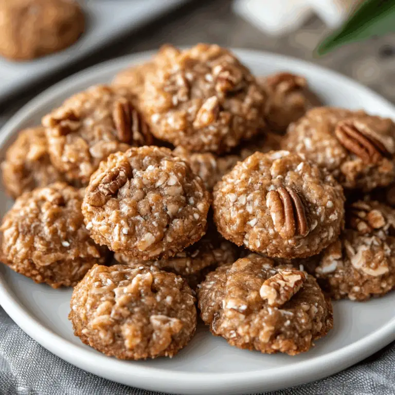 No-Bake Coconut Pecan Praline Cookies