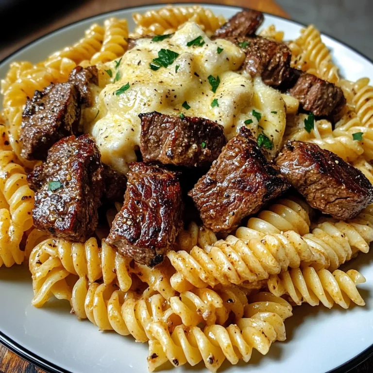 Cajun Steak Tips with Cheesy Parmesan Twisted Pasta