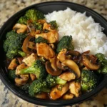Chicken, Broccoli & Mushroom Stir-Fry with Steamed Rice