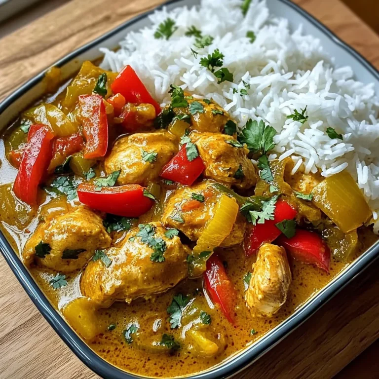 Chicken Curry with Bell Peppers & Fluffy Rice