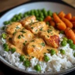 Creamy Paprika Chicken with Rice & Buttered Veggies