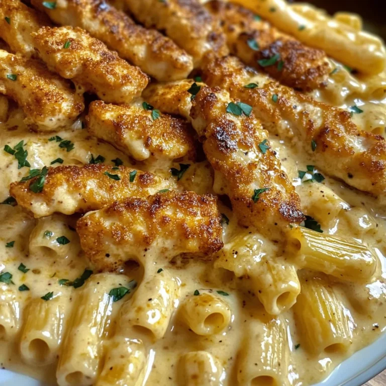 Creamy Rigatoni Alfredo with Cajun Chicken Strips
