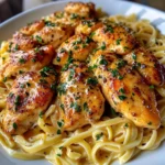 Golden Garlic Butter Chicken with Creamy Linguine
