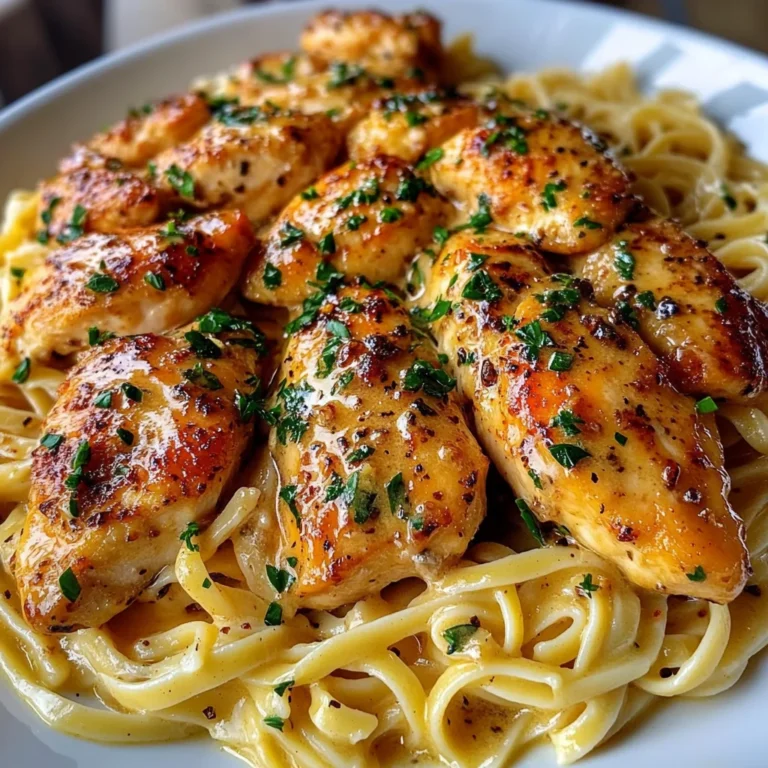 Golden Garlic Butter Chicken with Creamy Linguine