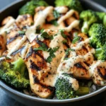 Grilled Chicken & Broccoli Bowls with Creamy Garlic Sauce