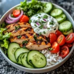 Grilled Chicken & Rice Veggie Bowl with Herb Yogurt