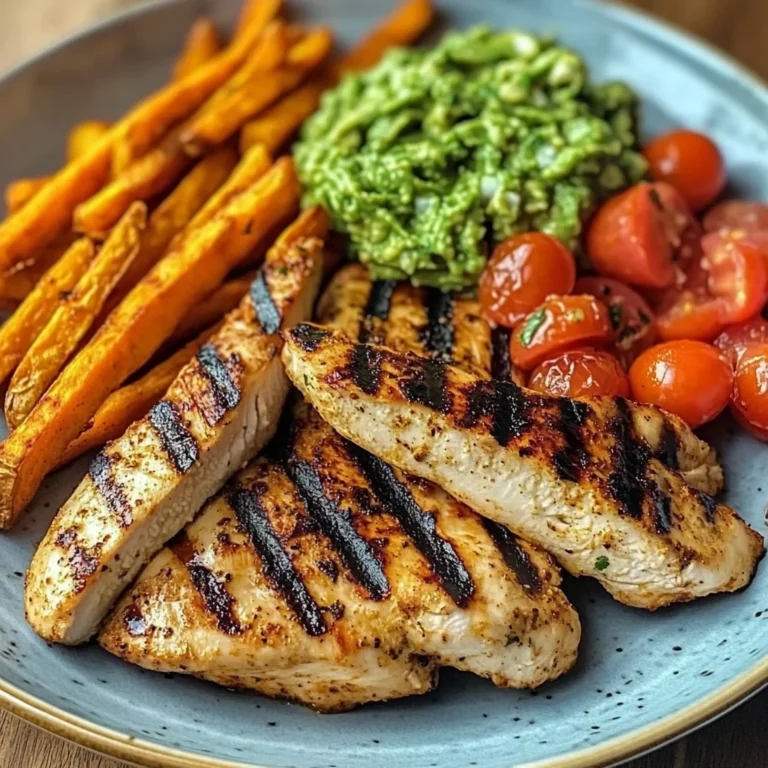 Grilled Chicken with Sweet Potato Fries & Chunky Guac