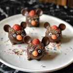 Halloween Dessert - Strawberry and Chocolate fudge mice