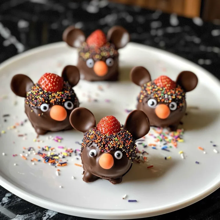 Halloween Dessert - Strawberry and Chocolate fudge mice