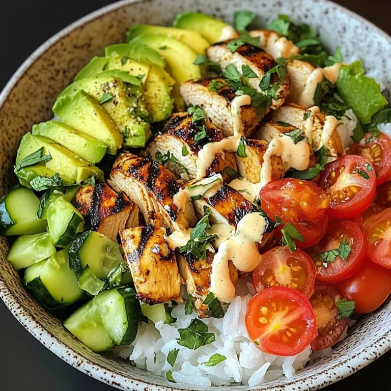 Spicy Grilled Chicken Bowl with Avocado & Cucumber Crunch