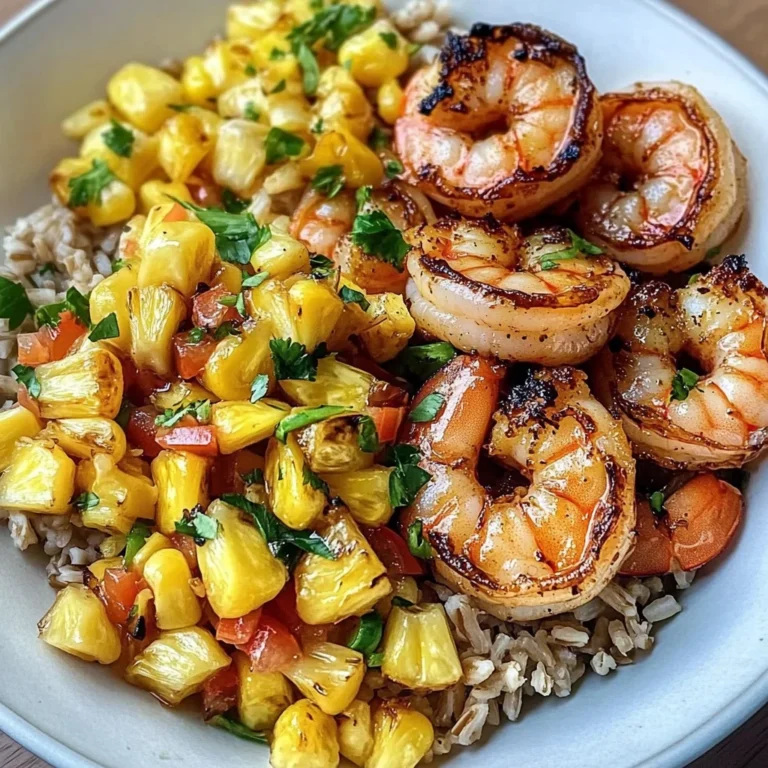 Zesty Shrimp Bowl with Brown Rice & Pineapple Corn Salsa
