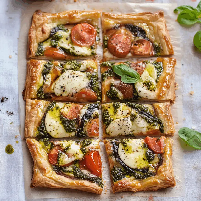Pesto Caprese Puff Pastry Pizza