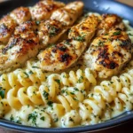 Creamy Parmesan Chicken with Twisted Pasta and Garlic Sauce