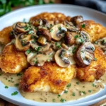 Golden Crispy Chicken with Parmesan Mushroom Sauce