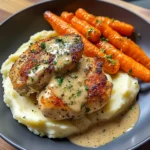 Herb Cream Chicken with Mashed Potatoes & Glazed Carrots