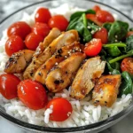 Honey Pepper Chicken Rice Bowl with Fresh Veggies