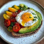 Poached Egg & Avocado Brunch Plate with Roasted Peppers