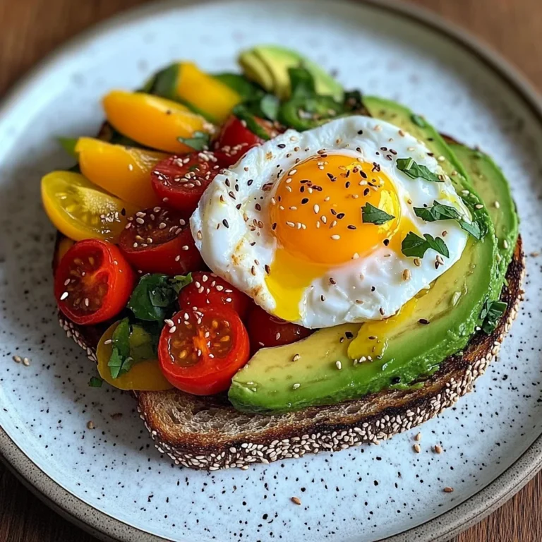 Poached Egg & Avocado Brunch Plate with Roasted Peppers