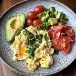 Scrambled Egg & Avocado Plate with Tomato Salad & Sauerkraut