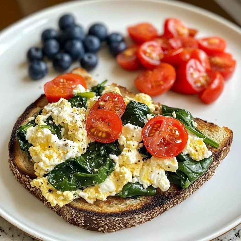 Veggie Egg Scramble with Cottage Cheese & Blueberry Toast