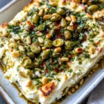 Baked Feta and Artichoke Dip with Olive Gremolata