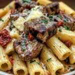 Garlic Butter Steak Tips with Cheesy Rigatoni