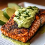 Baked Cajun Salmon With Avocado Lime Sauce