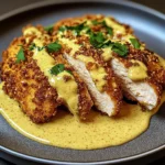 Crispy Pretzel Crusted Chicken with Cheddar Mustard Sauce Recipe