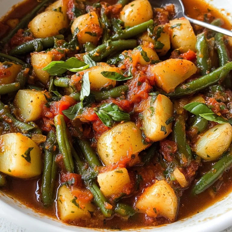 Mediterranean Braised Green Beans with Potatoes and Basil