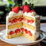 Moist Strawberry Shortcake Cake with Whipped Cream Frosting