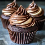 Swirled Chocolate Cupcakes with Creamy Chocolate Filling