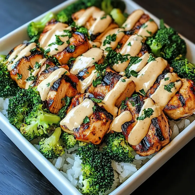 Grilled Chicken & Broccoli Bowls With Creamy Garlic Sauce Delight Your Taste Buds!