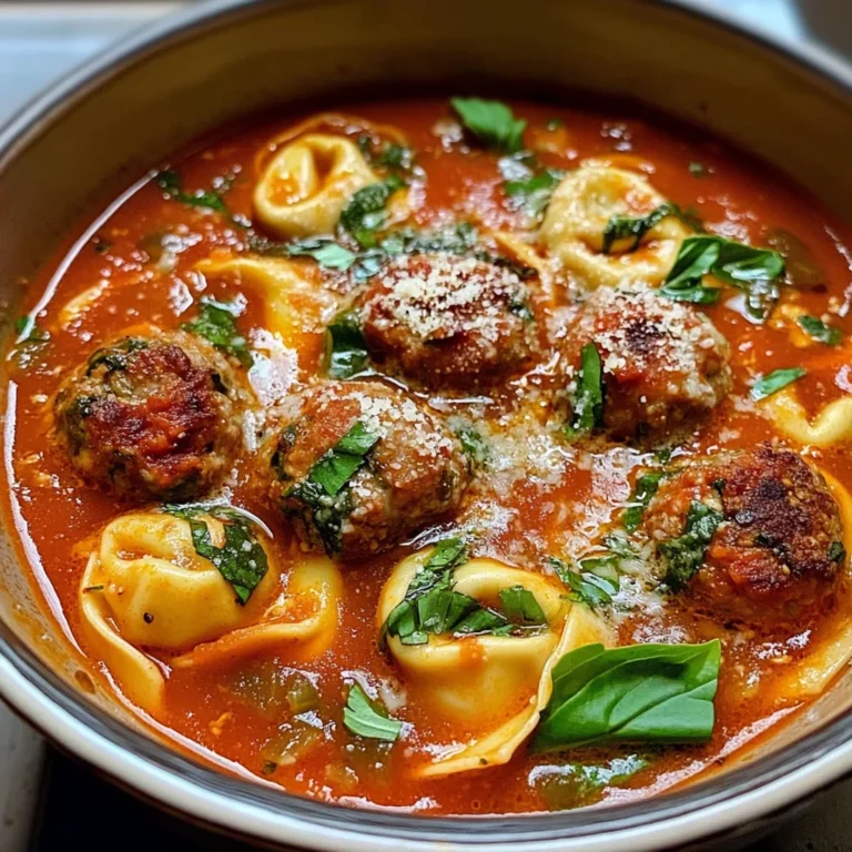 Cheesy Meatball Tortellini Soup