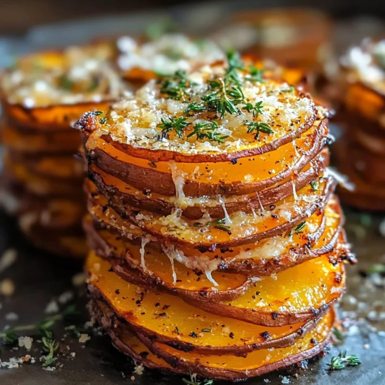 Crispy Parmesan Thyme Sweet Potato Stacks Recipe