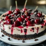 Oreo Cherry Chocolate Chip No Bake Cheesecake Recipe