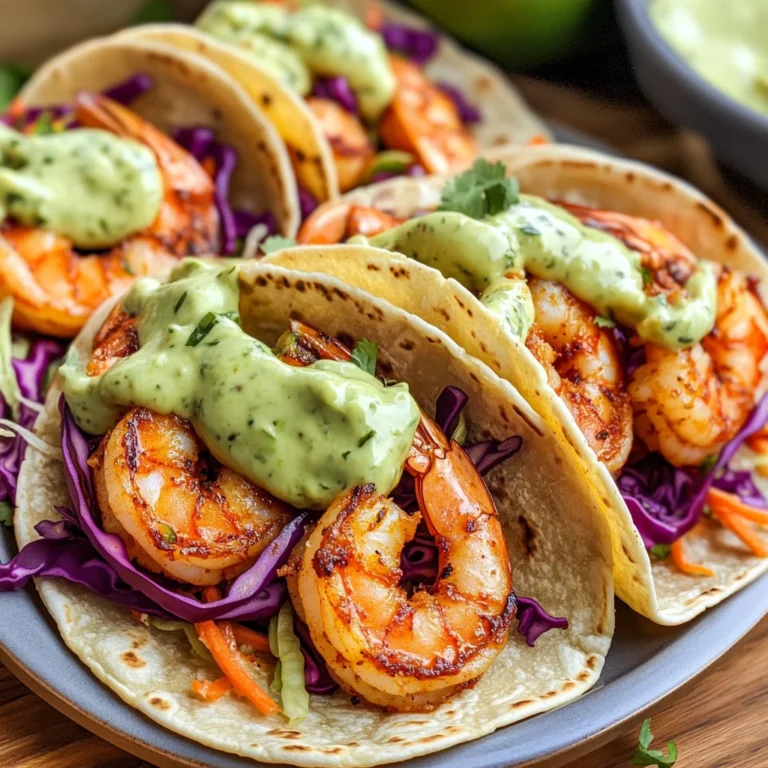 Spicy Shrimp Tacos with Avocado Crema