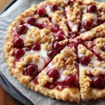 Cherry Dessert Pizza with Cherry Pie Filling and Crumble Topping Recipe