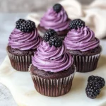 Chocolate Cupcakes with Blackberry Buttercream