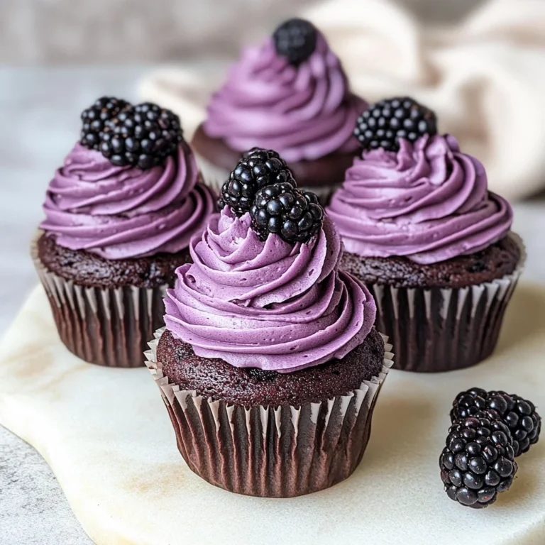 Chocolate Cupcakes with Blackberry Buttercream