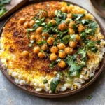 Crispy Persian Rice (Tahdig) with Spiced Golden Chickpeas