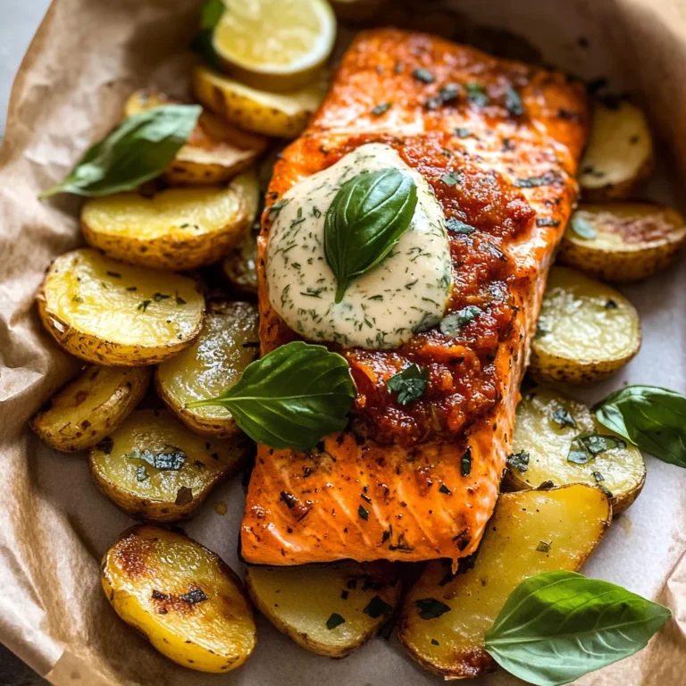 Parchment Baked Roasted Red Pepper Salmon