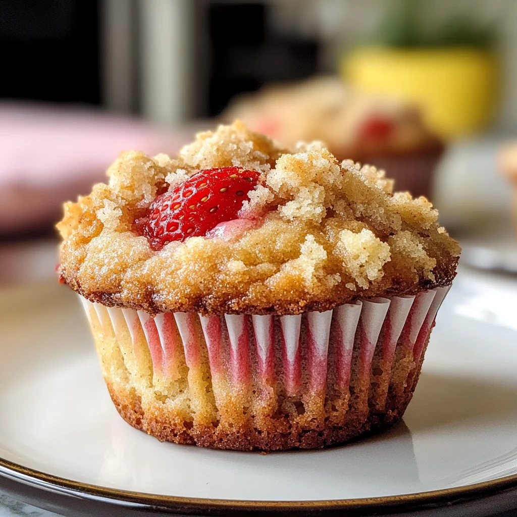 Quick Strawberry Muffins with Crumble Topping