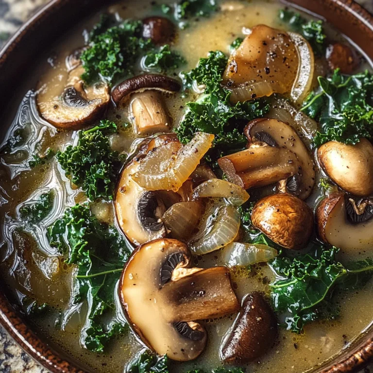 Wild Mushroom, Caramelized Onion and Kale Soup - Homefoodkitchen