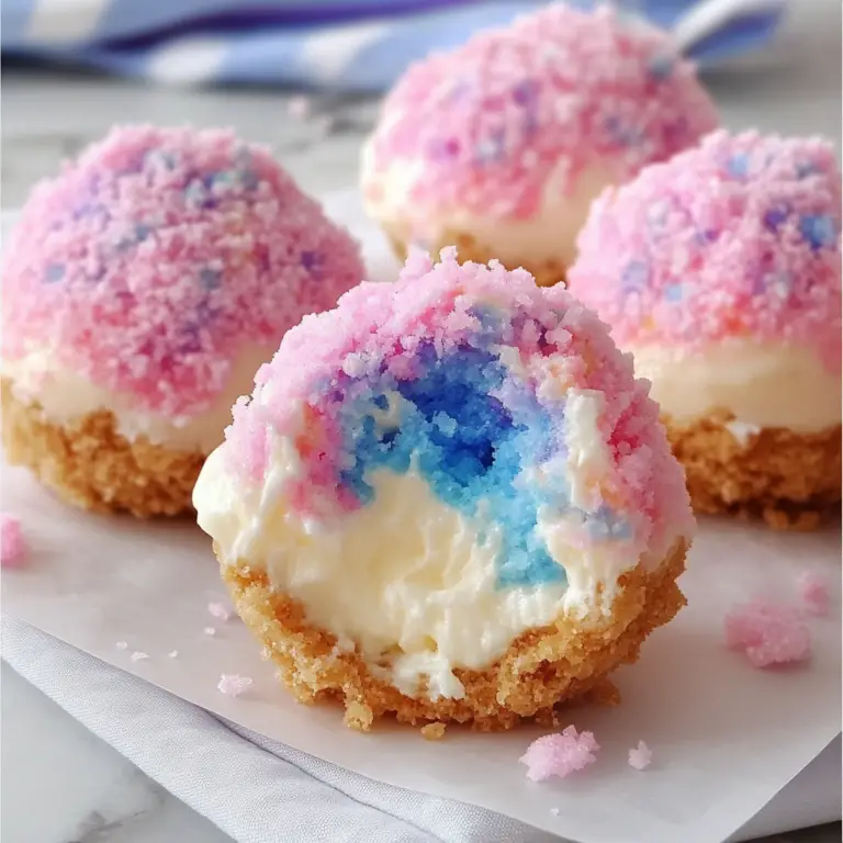 Crispy Cotton Candy Cheesecake Bombs