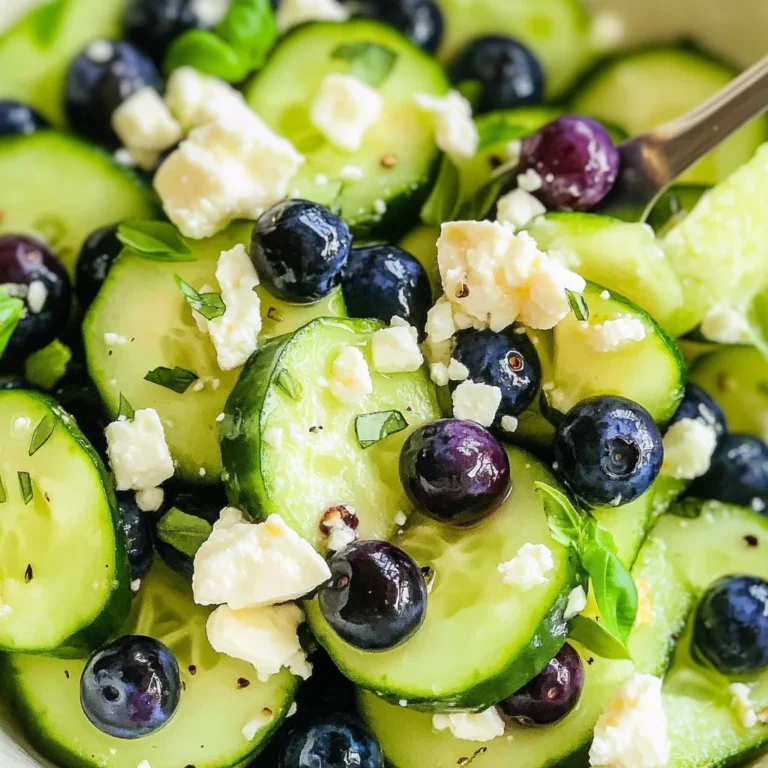 Cucumber Salad with Blueberries and Feta Cheese
