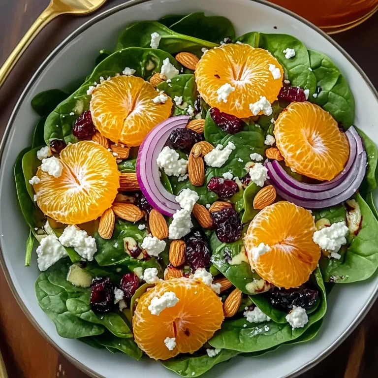 Sweet Spinach Salad with Mandarin Oranges - theamazingfood